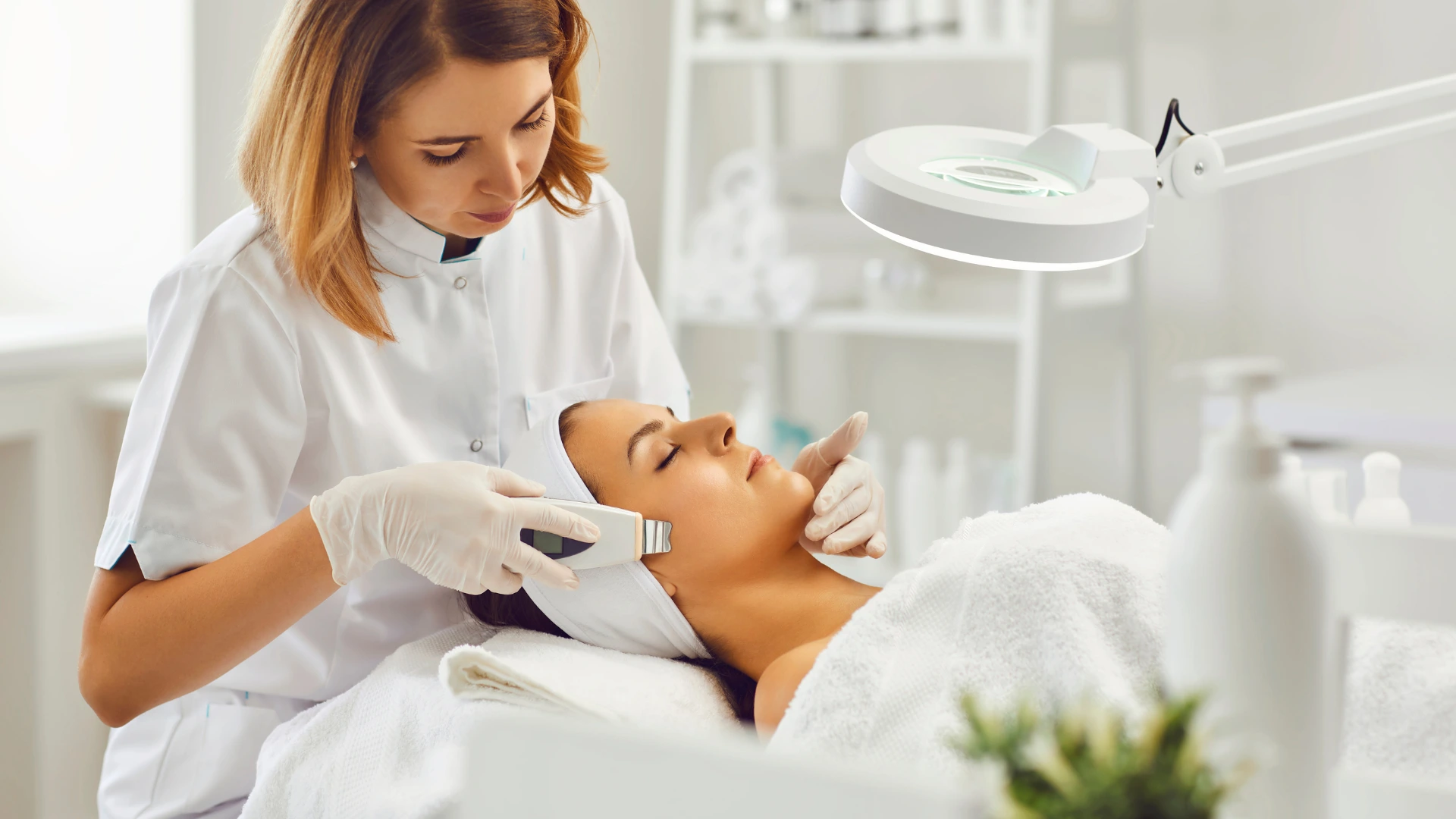 Dermatologist examining patient