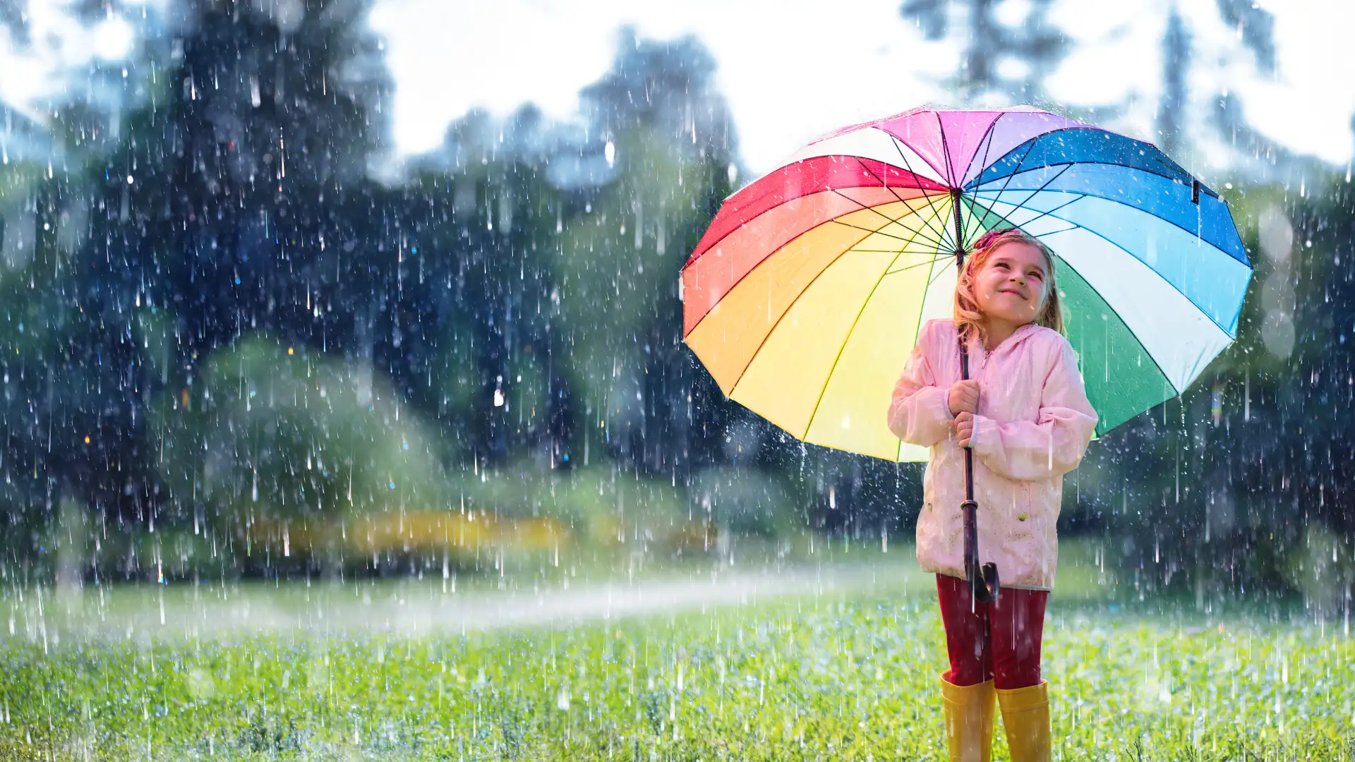 Child under umbrella